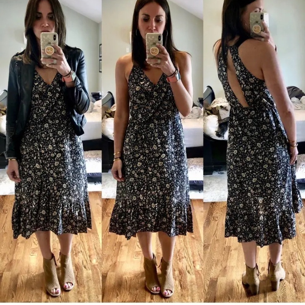 MAISON SCOTCH Scotch & Soda Wrap Floral Print Midi Dress size medium
